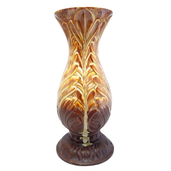 Vtg Royal Haeger Brown And Cream Drip Glazed Vase - Picture 1 of 8